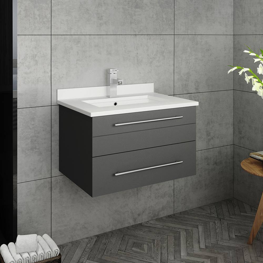 Lucera 24" Wall Mount Modern Single Sink Bathroom Vanity with Top and Undermount Sink