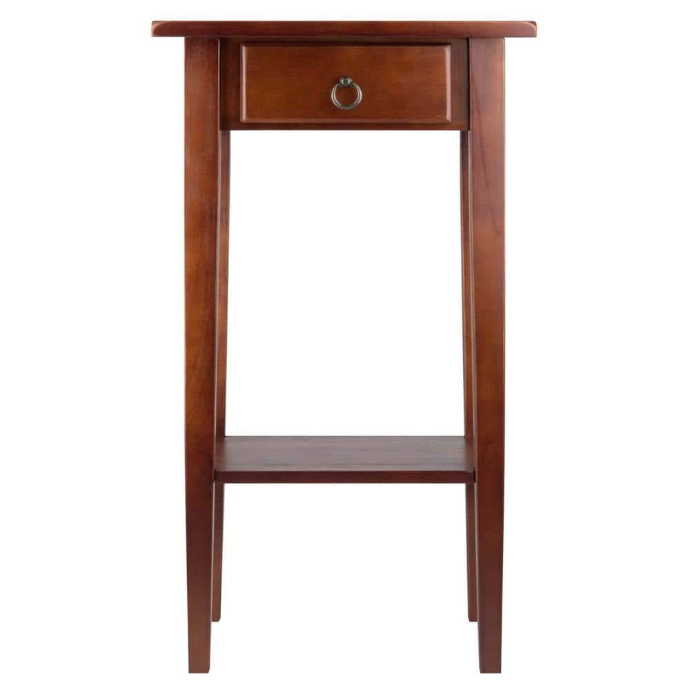 Regalia Accent Table with Drawer, Shelf - Antique Walnut - Winsome: Small Telephone Stand, Occasional Storage