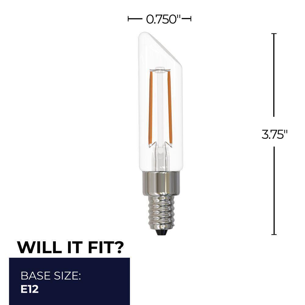 LED Filament Pack of (4) 4.5 Watt Dimmable T6SL Light Bulbs with Candelabra (E12) Base