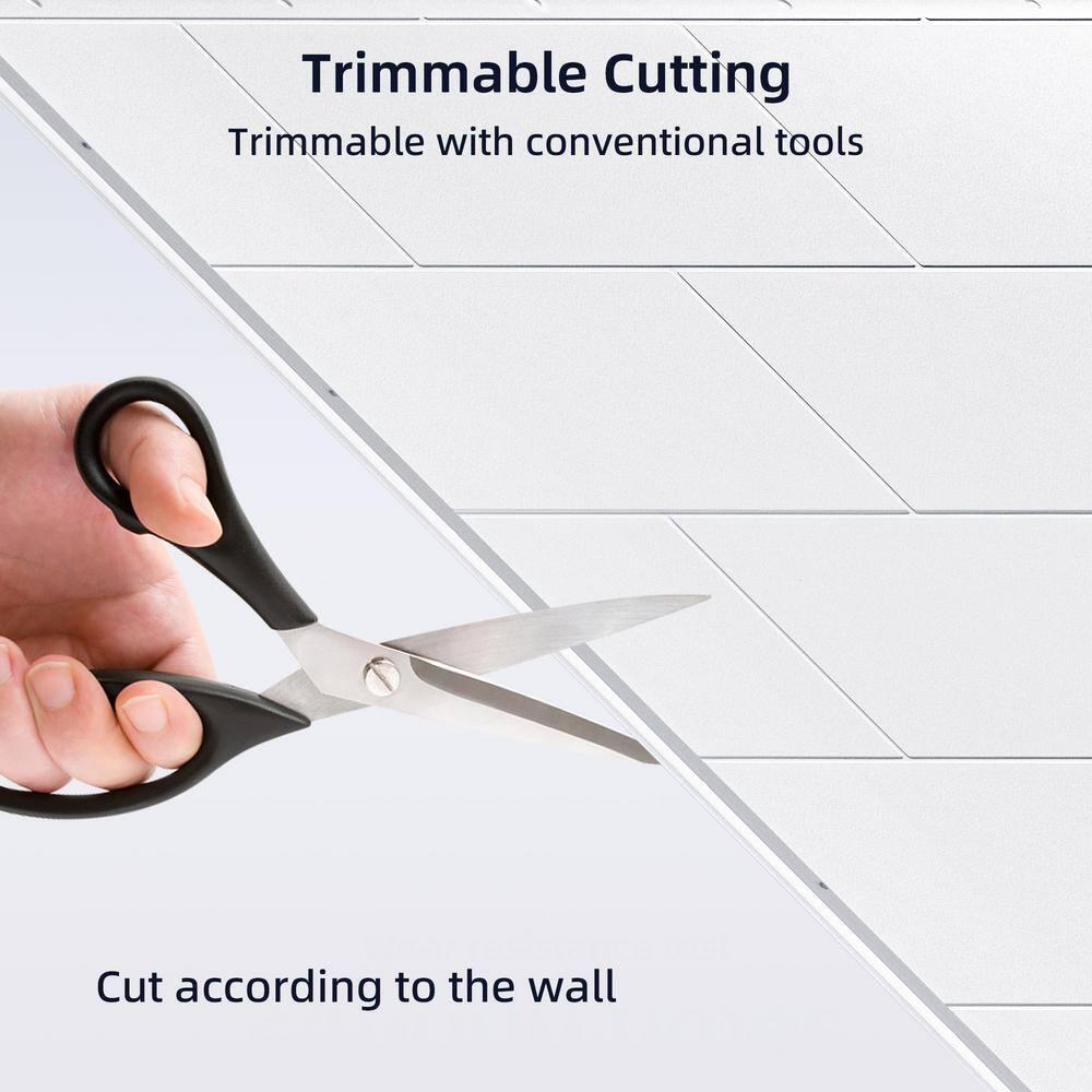 WoodBridge Solid Surface Shower Wall Panel Surround, High Gloss White Finish, Cuttable, Two Installation Methods (Screw Mounting or Glue-Up Design)