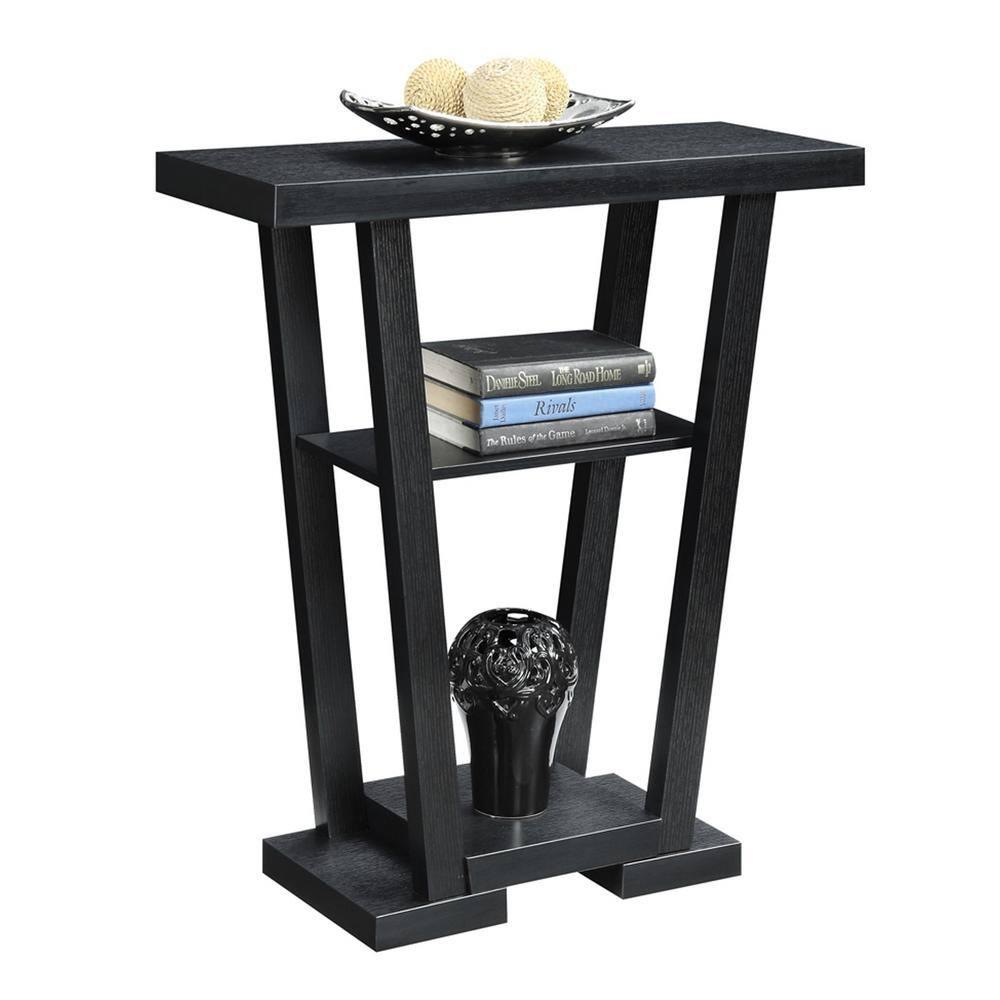Convenience Concepts Newport V Console with Shelves, Black