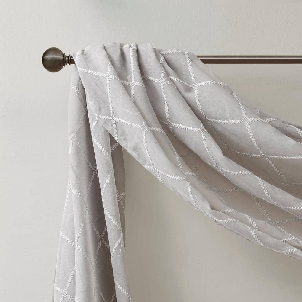 Madison Park Irina Solid Sheer Embroidered Window Scarf