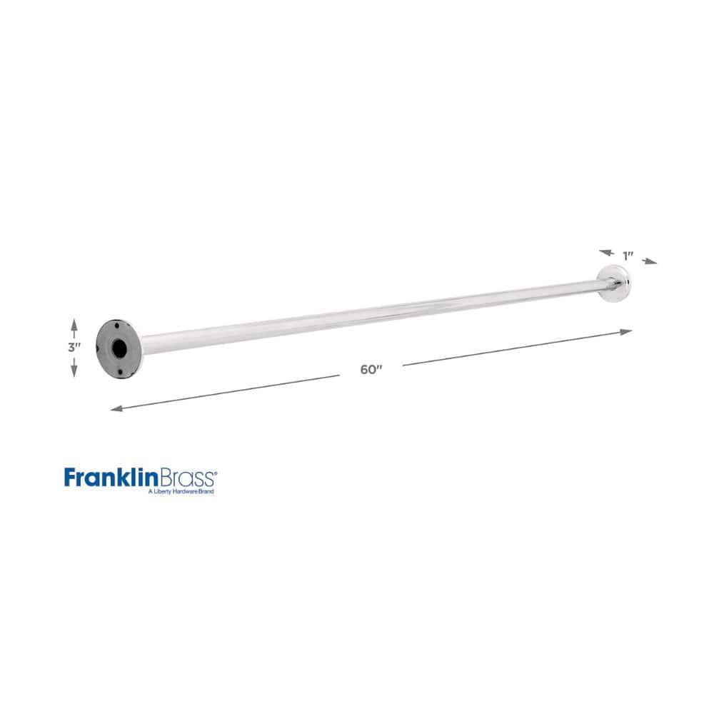 Franklin Brass 1" x 60" Shower Rod with Step Style Flanges, Available in Multiple Colors