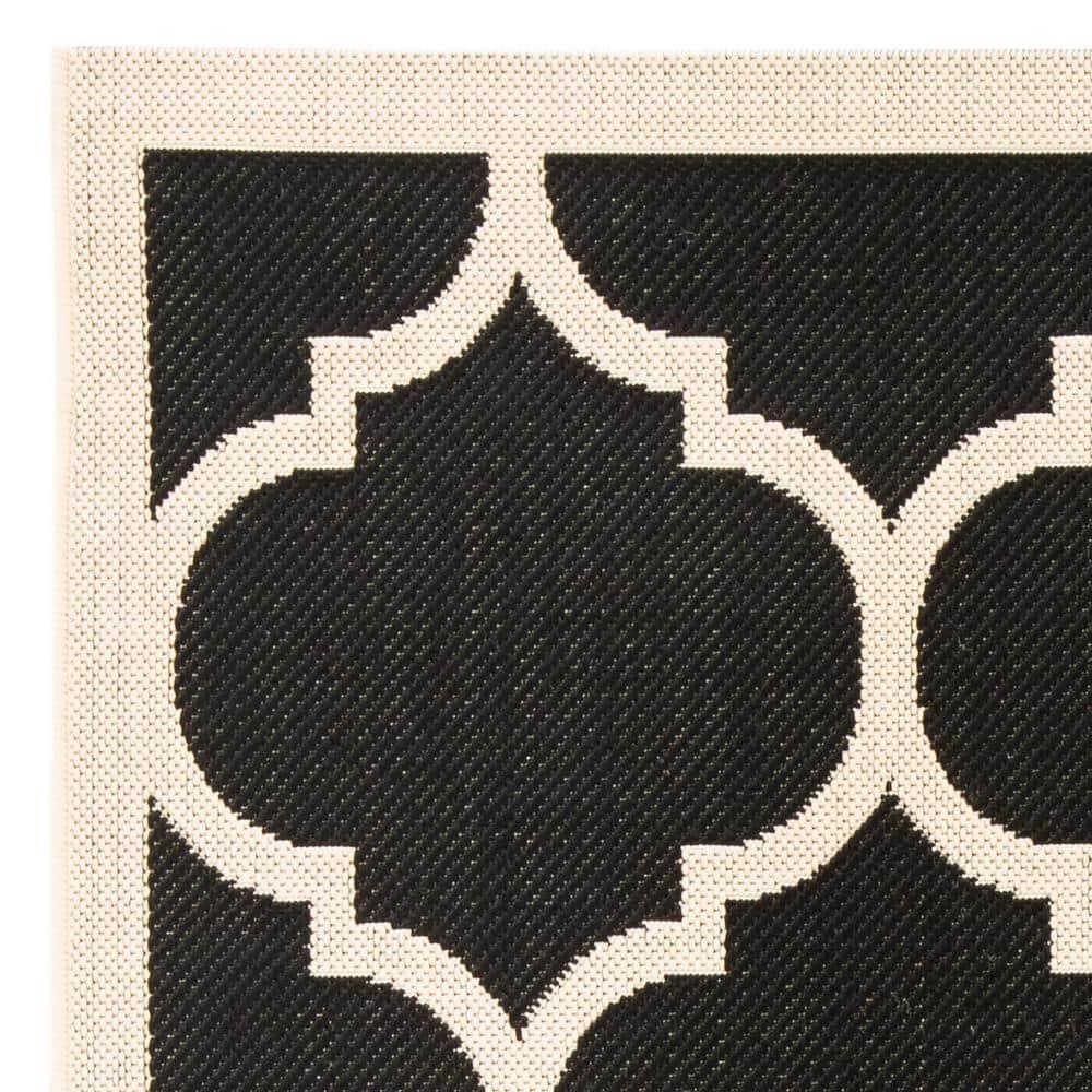 Courtyard CY6914 Power Loomed Indoor/Outdoor Area Rug - Black/Beige - 5'3"x5'3" - Safavieh.