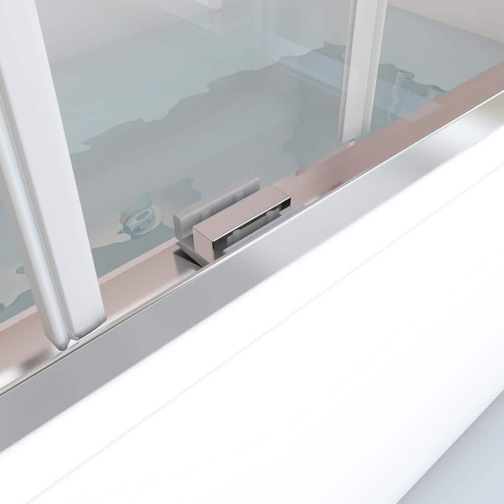 60 in. W x 62 in. H Framed Sliding Bath Tub Door in Bright Silver with 5/16 in. Tempered Clear Glass