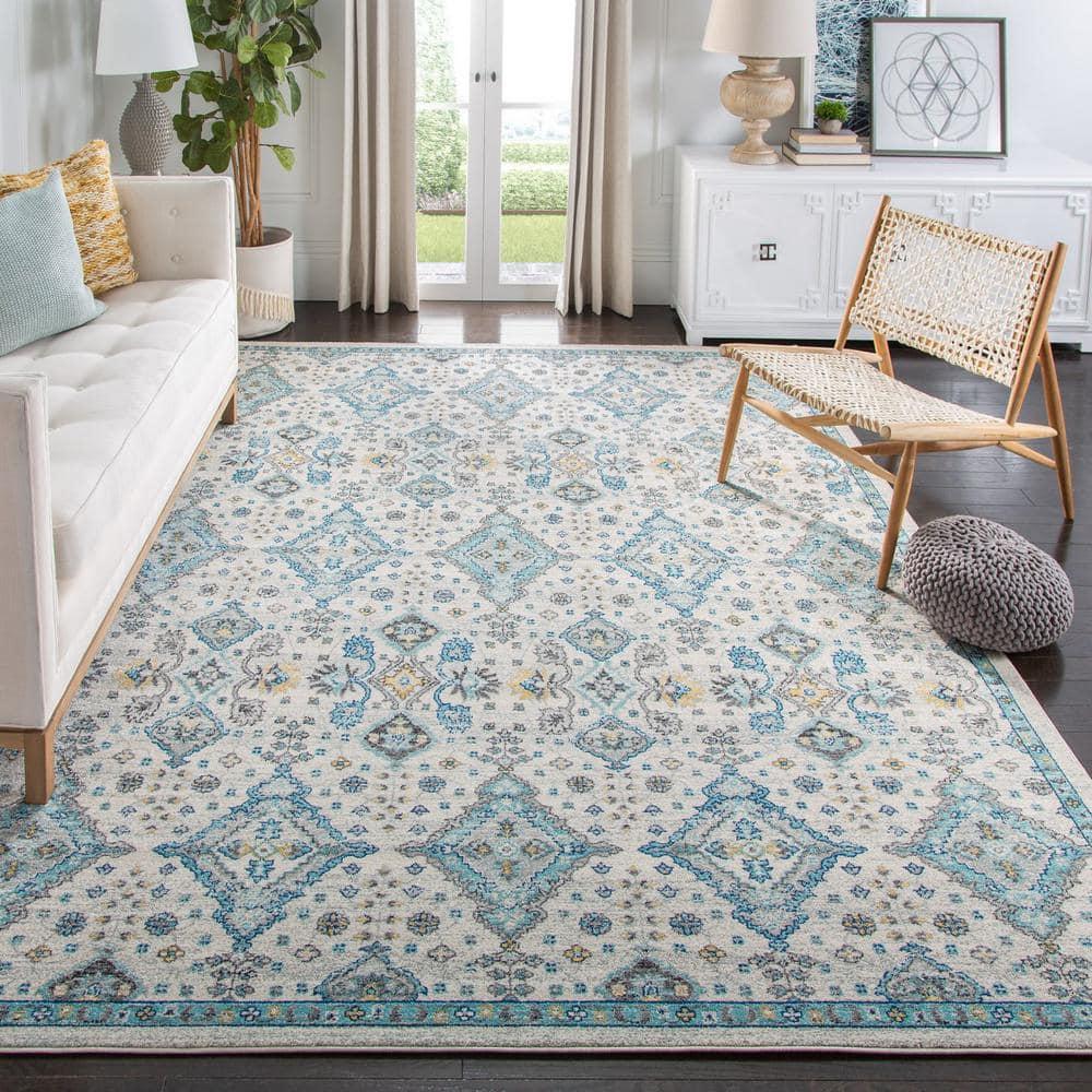 Evoke EVK224 Power Loomed Area Rug - Ivory/Light Blue - 8'x10' - Safavieh.