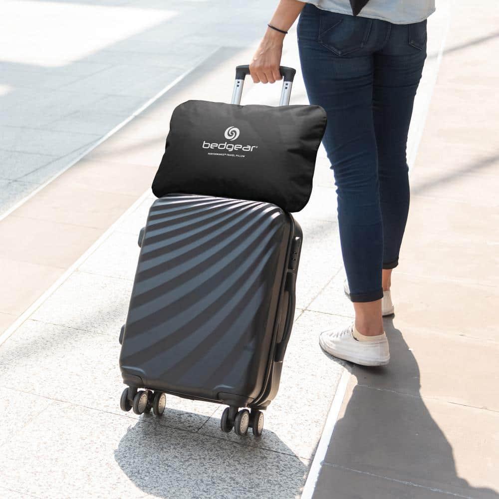 Medium Firm Black Memory Foam Travel Pillow with Cooling Cover