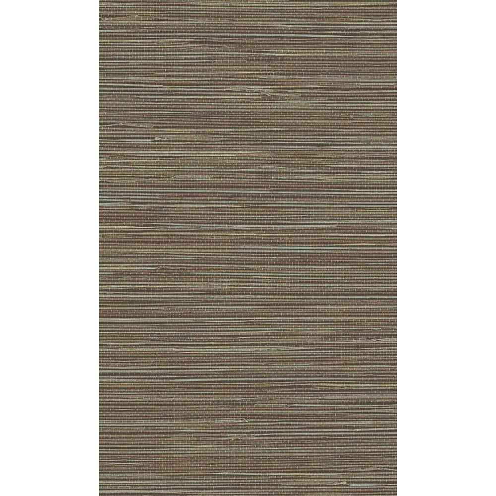 Brown & Blue Textured Grasscloth Wallpaper R8229