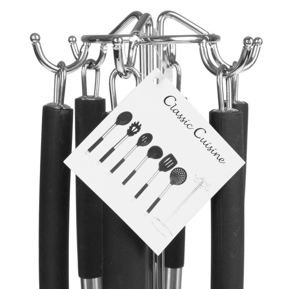 7-Piece Kitchen Utensil Set Stainless-Steel and Silicone Cooking Tools with Organizing Stand Nonstick and Heat Resistant