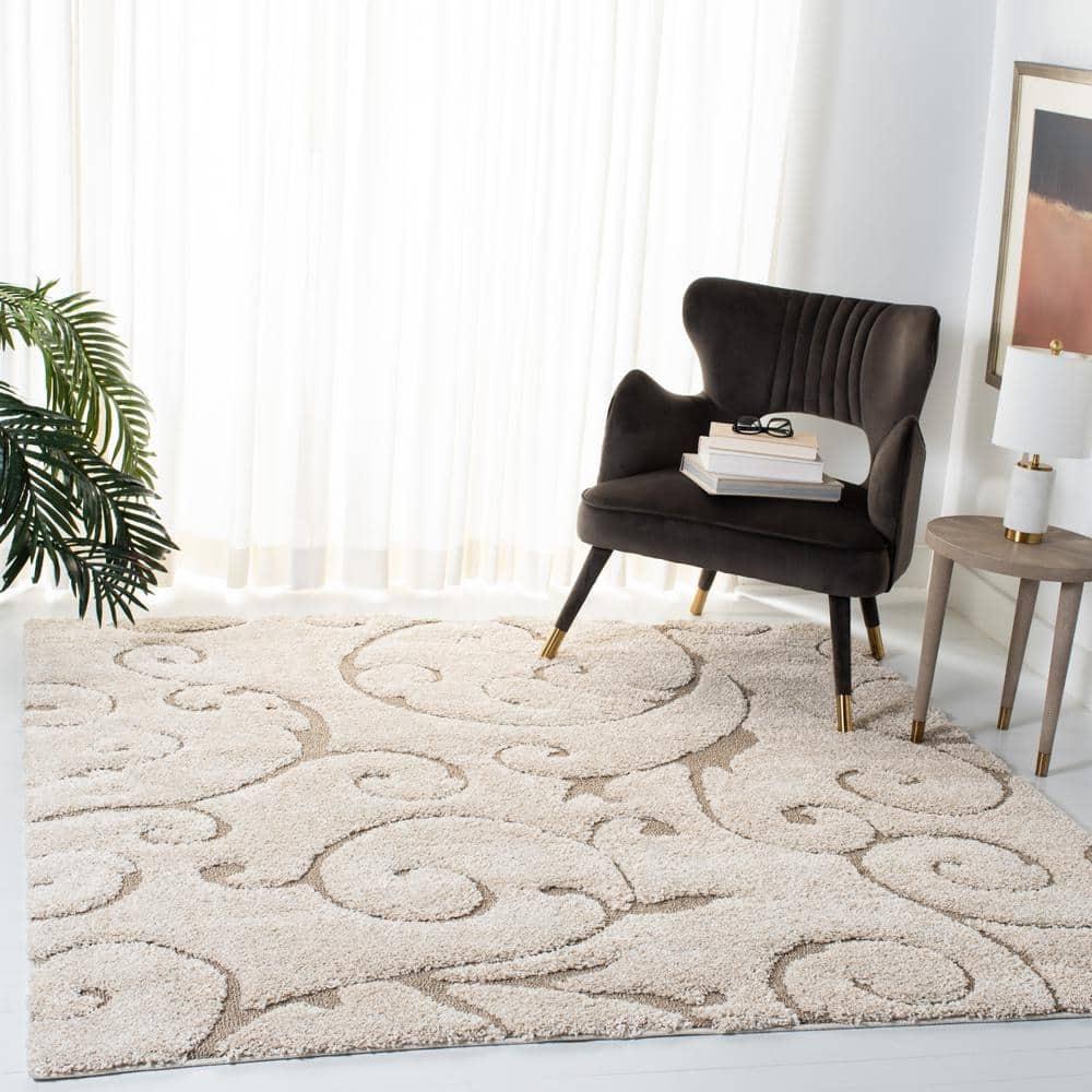 Florida Shag SG455 Power Loomed Indoor Area Rug - Cream/Beige - 6'7"x6'7" - Safavieh.