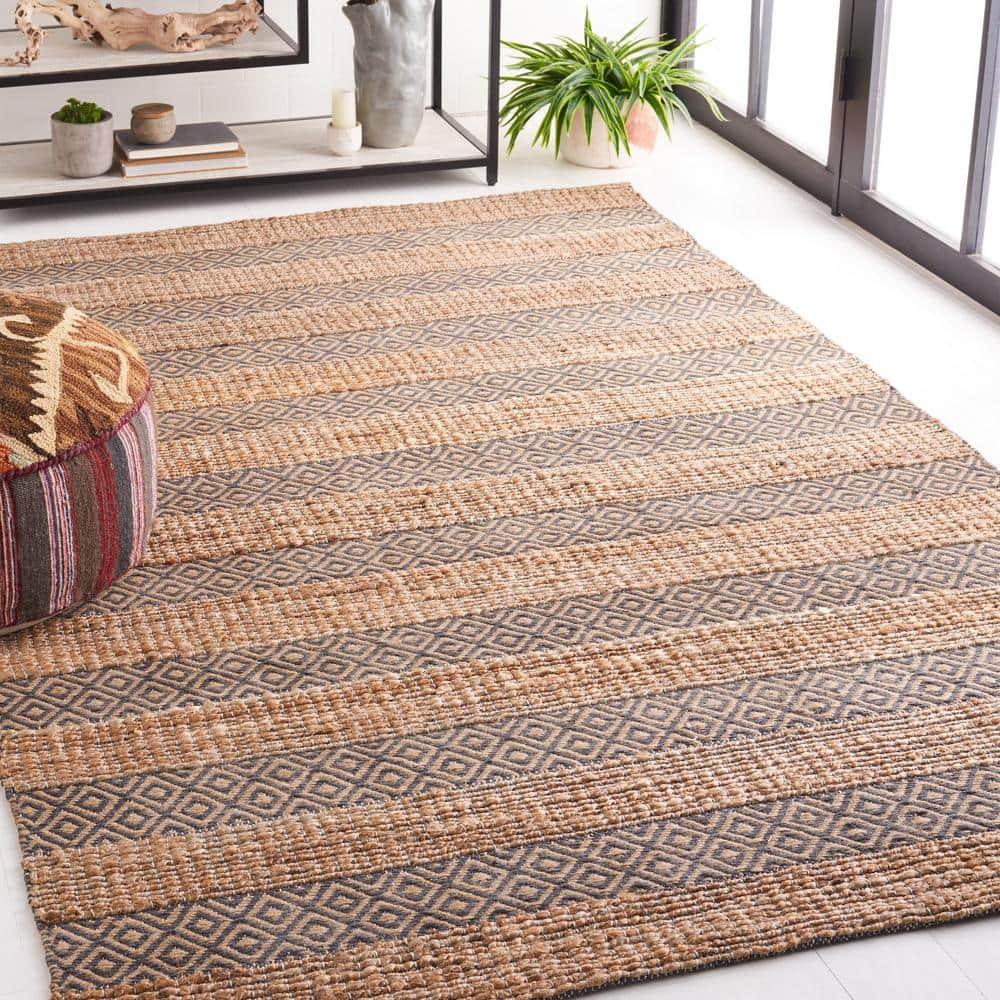 Natural Fiber NFB653 Power Loomed Area Rug - Charcoal/Natural - 8'9"x11'9" - Safavieh.