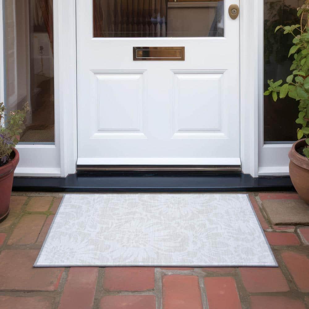 Addison Rugs Machine Washable Indoor/ Outdoor Whimsy Floral Chantille Rug Ivory - 1'8" x 2'6"