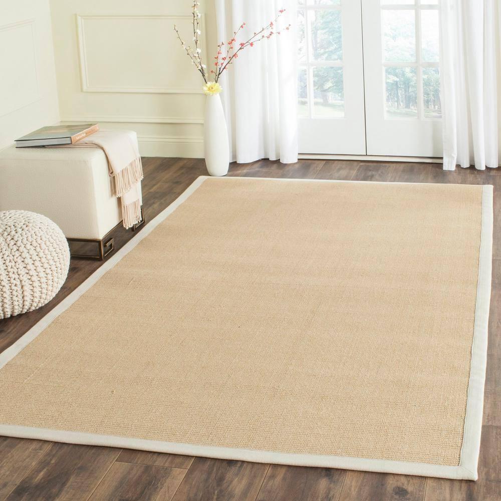 SAFAVIEH Natural Fiber Forrester Border Sisal Area Rug, Maize/Wheat, 9' x 12'