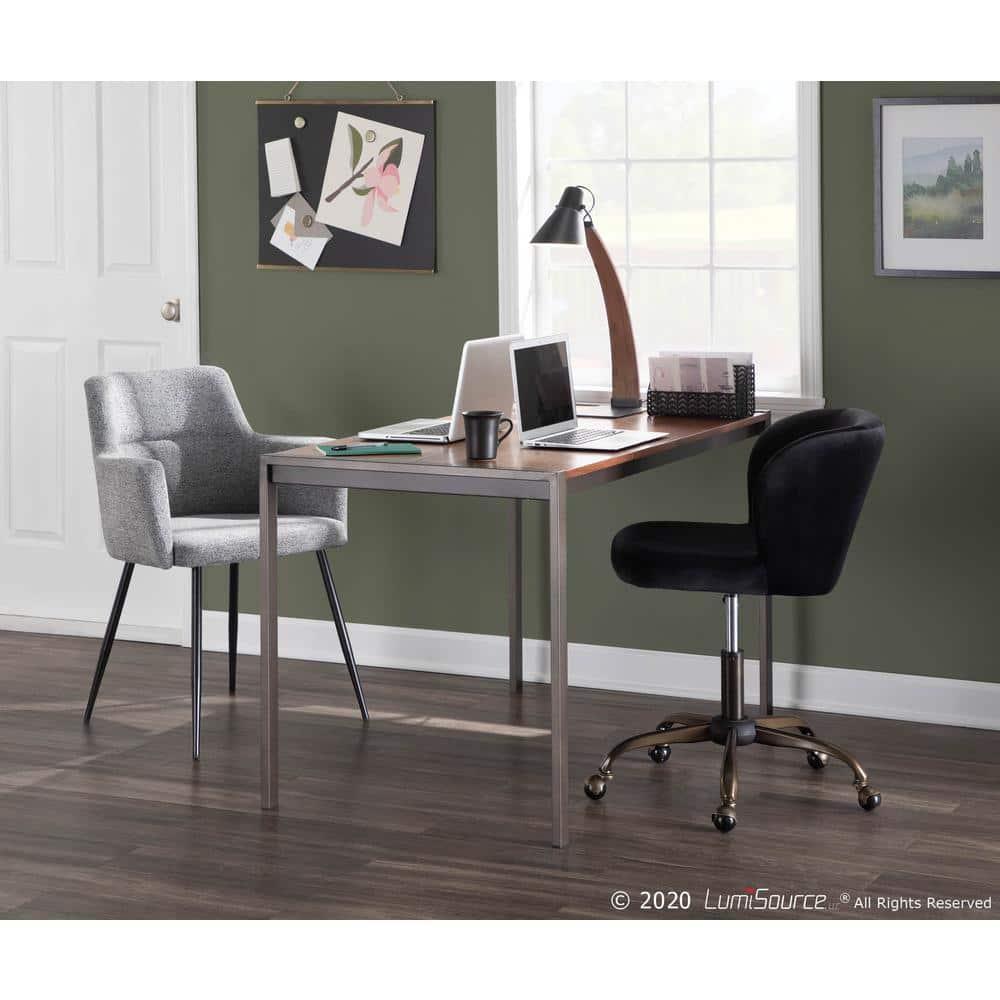 Fuji Industrial Dining Table in Antique Metal with Walnut Wood Top by LumiSource