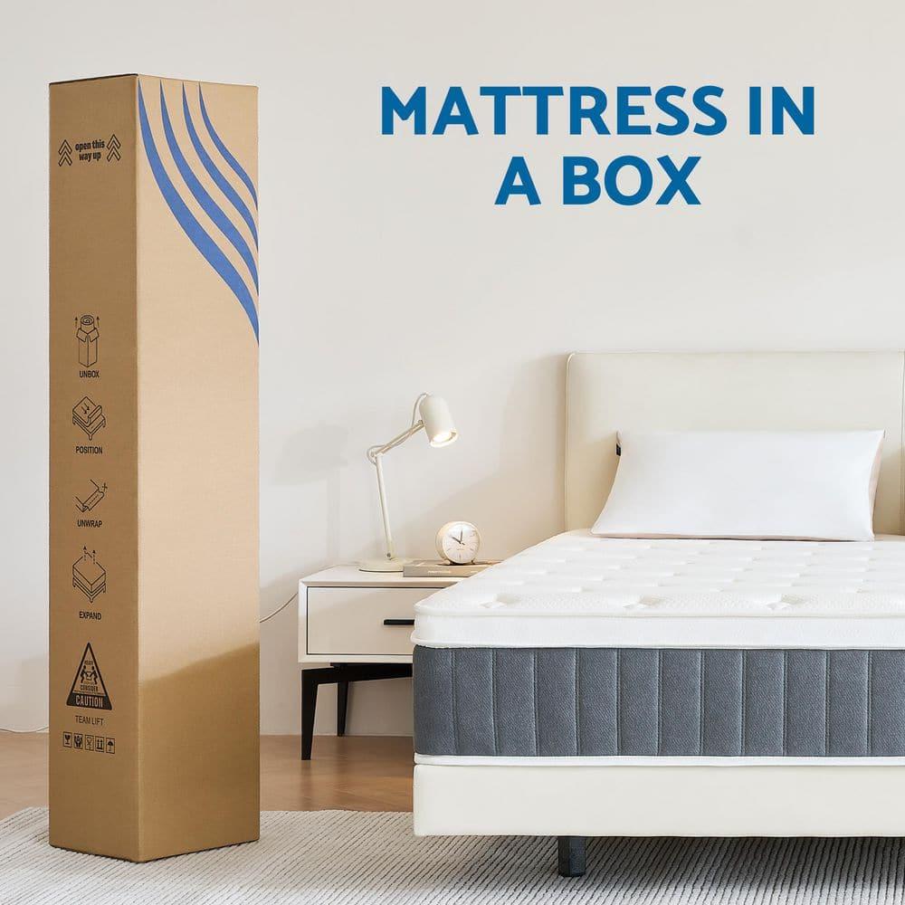 BedNew 14 inch Queen Mattress, Medium Firm, Pillow Top Hybrid Pocket Spring Mattress in a Box