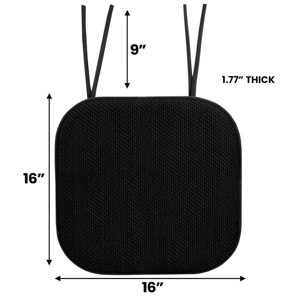 Memory Foam Honeycomb Non-Slip Back Chair Cushion Pad with Ties 2, 4, 6 or 12 Pack