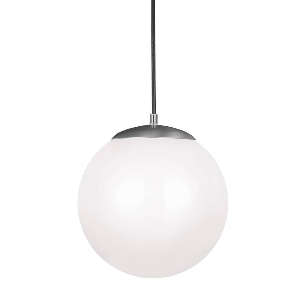 Satin Aluminum Globe Pendant with Smooth White Glass Shade