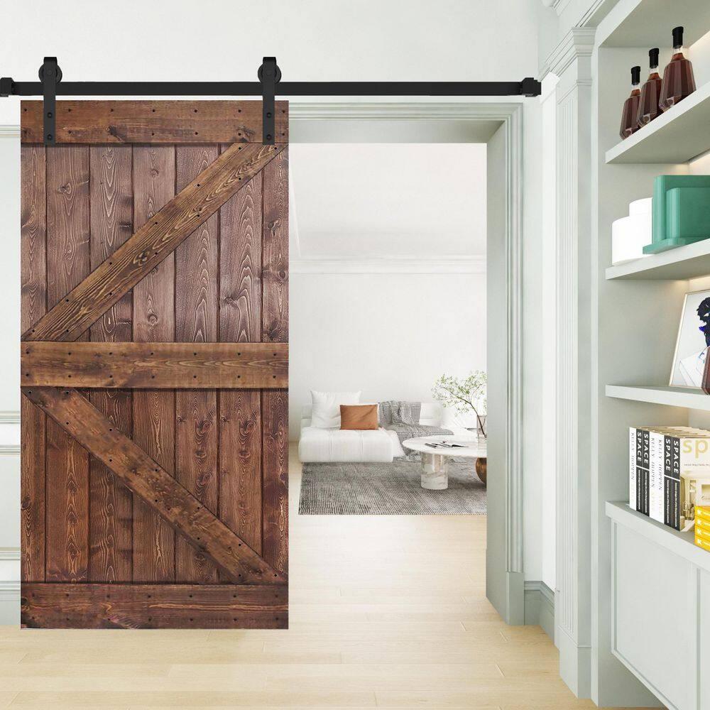 IsLife K Style Solid Wood Sliding Barn Door Without Hardware Kit (Door Slab Only) - Assembly Needed