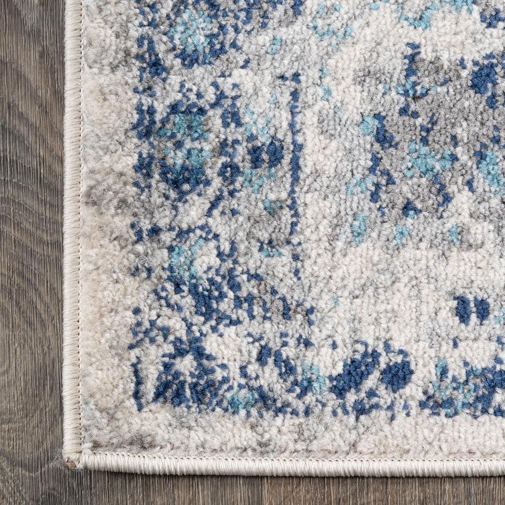 3'x 5' Indhira Ornate Medallion Persian Area Rug, Blue/Gray - JONATHAN Y