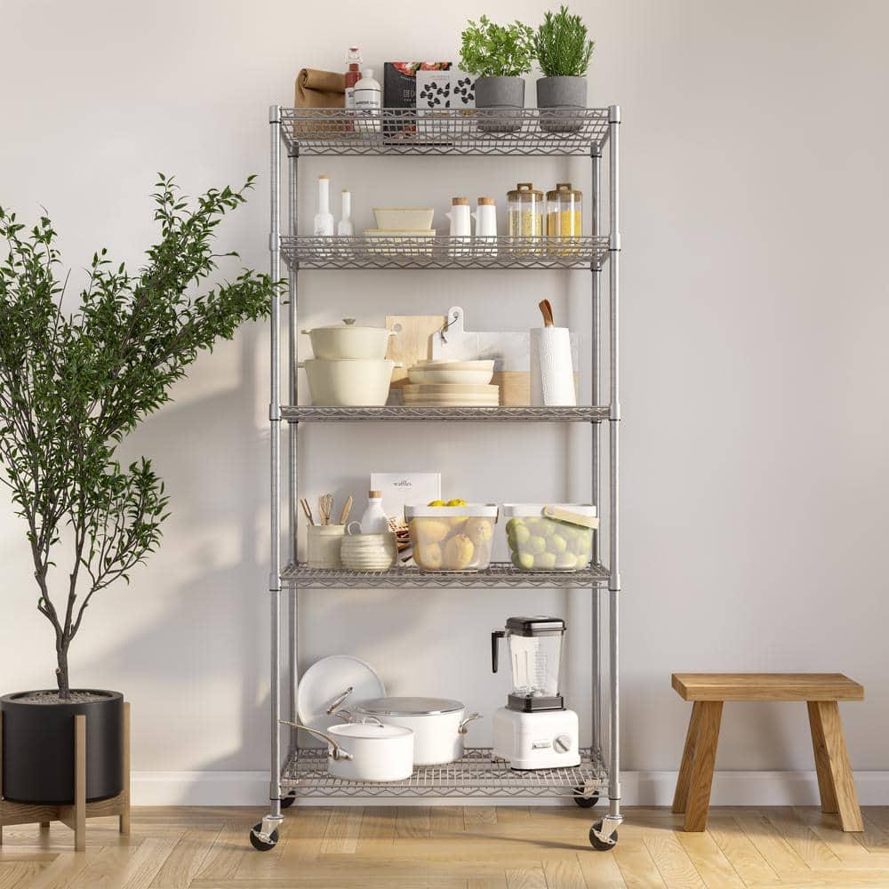 Seville Classics 36'' W 5-Tier NSF-Certified Steel Shelving with Wheels