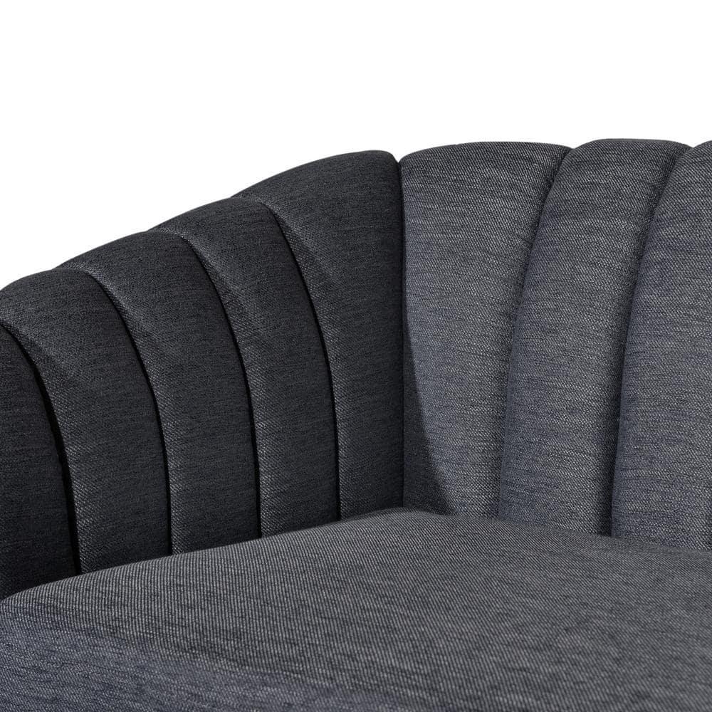 Noble House Currie Fabric Tufted 3 Seater Sofa, Charcoal, Dark Walnut