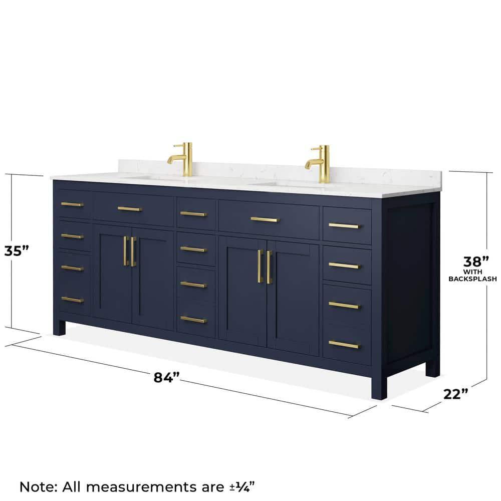 Wyndham Collection Beckett 84" Freestanding Double Bathroom Vanity with Cultured Marble Top