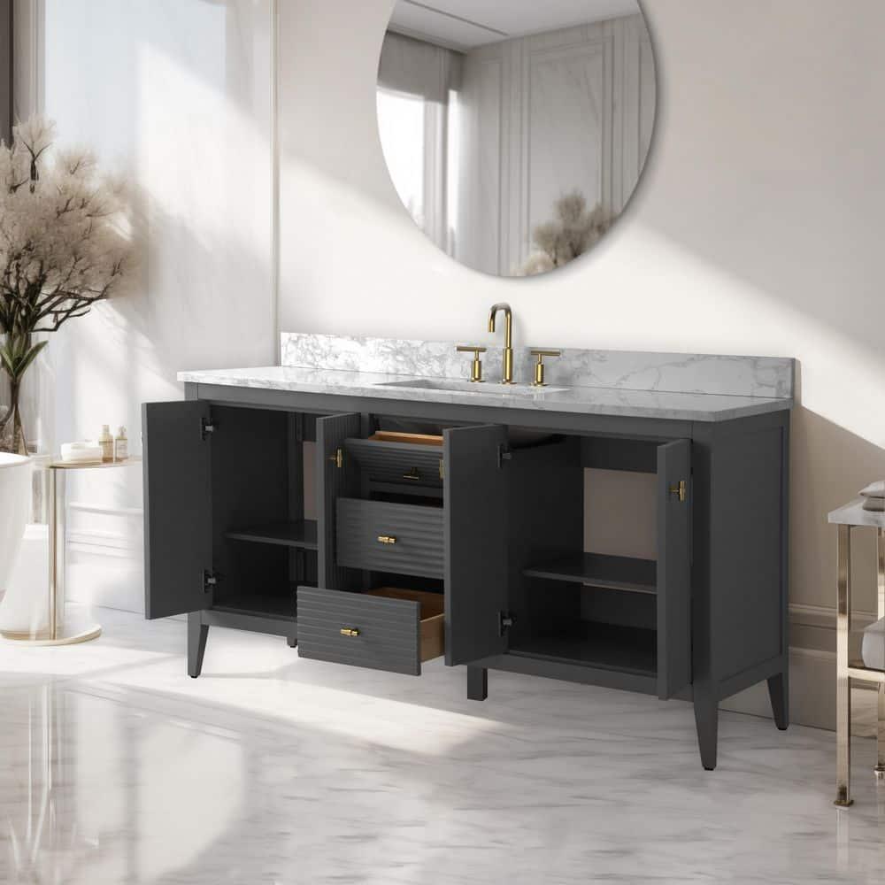 60'' Single Bathroom Vanity with Engineered Marble Top