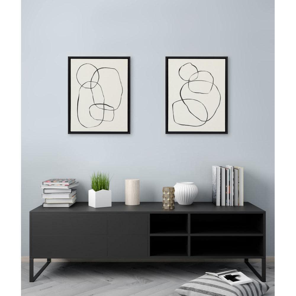 18" x 24" (Set of 2) Sylvie Modern Circles and Going in Circles by Framed Wall Canvas Set Black - Kate & Laurel All Things Decor