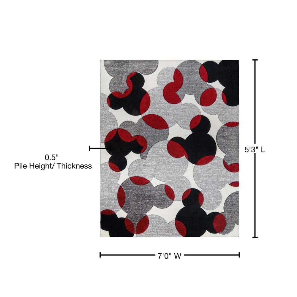 Disney by Gertmenian Licensed Disney Bravo Mickey Mouse Spheres Black/Red/White Indoor Area Rug