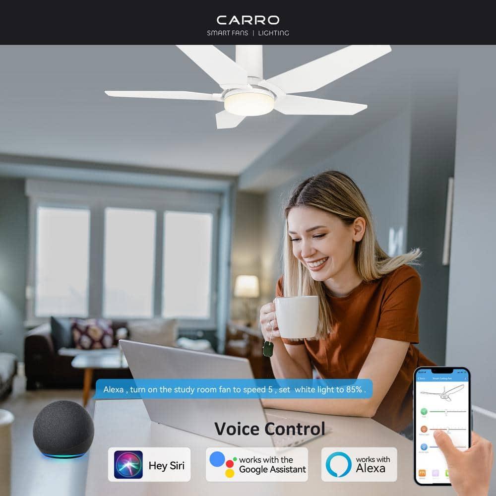 48" 5 Blade White Wifi Ceiling Fan with Light and Remote for Smart Home