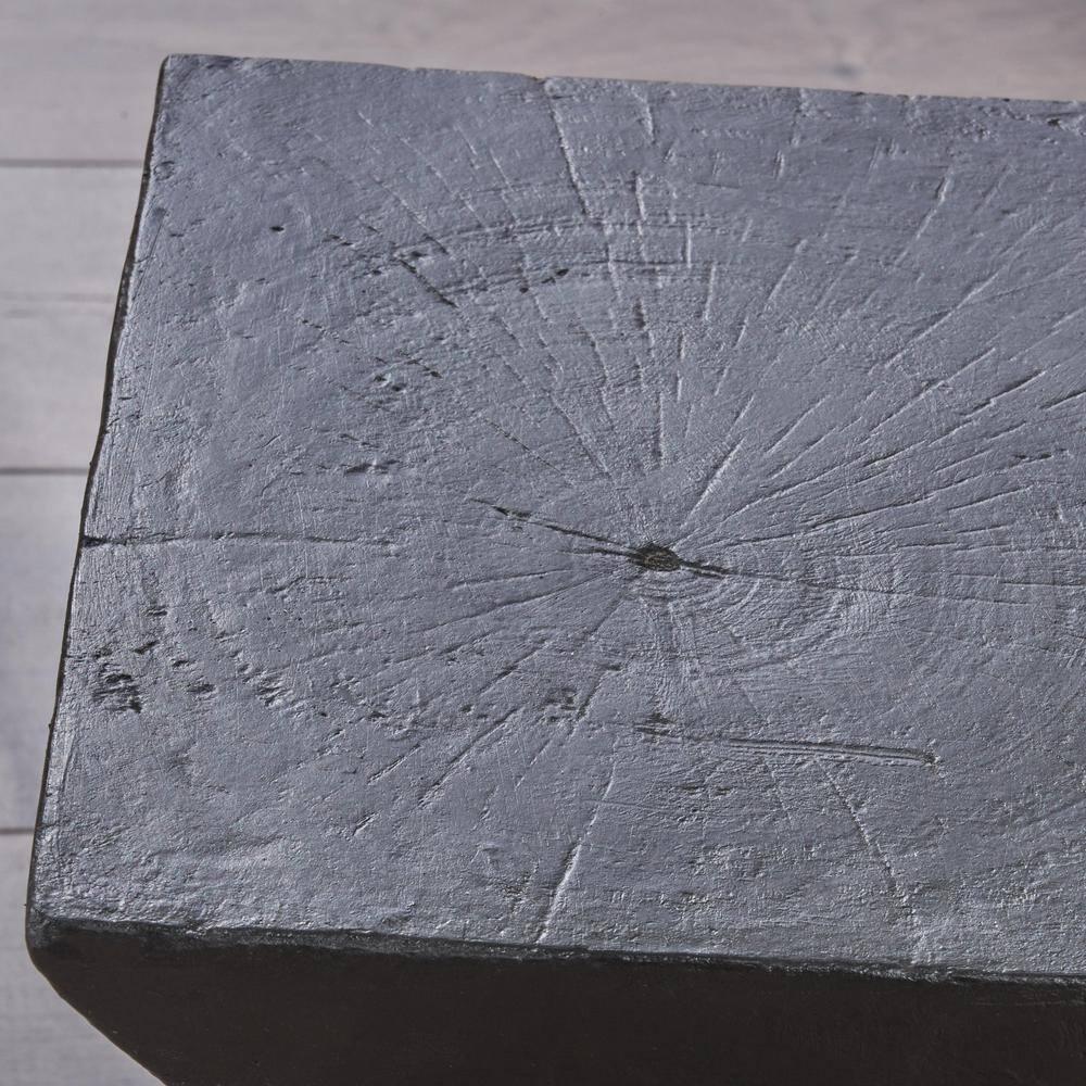 Noble House Tess Modern Light Weight Concrete Outdoor Accent Table in Black