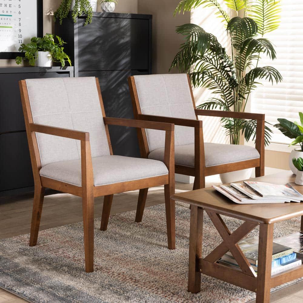 Theresa Mid-Century Modern Greyish Beige Fabric Upholstered Living Room Accent Chair