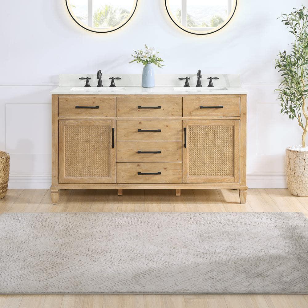 Altair Solana 59.2" Double Bathroom Vanity Base Only in Weathered Fir