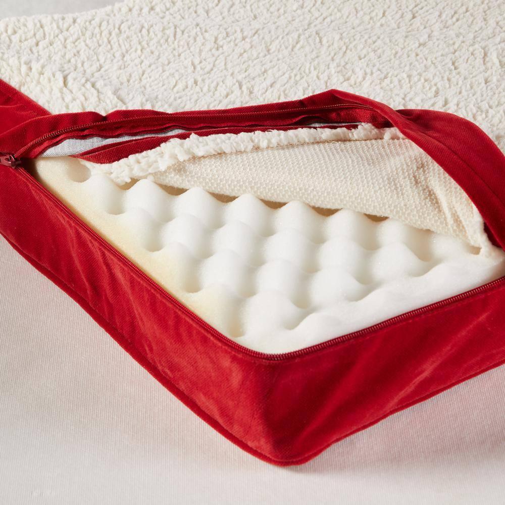 Happy Hounds Oscar Sherpa Orthopedic Dog Bed, Crimson, Medium (42 x 30 in.)