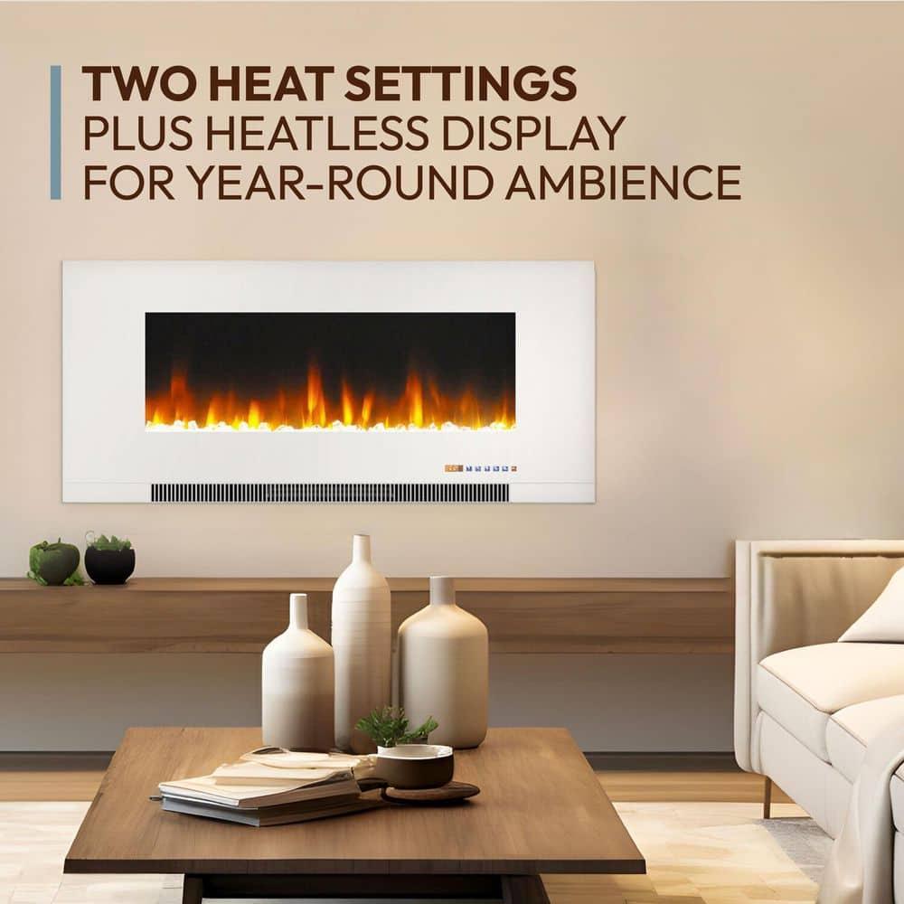 Cambridge Cambridge Wall Mount Electric Fireplace Heater with Remote Control for Indoor Use in Living Room, Bedroom, Home Office