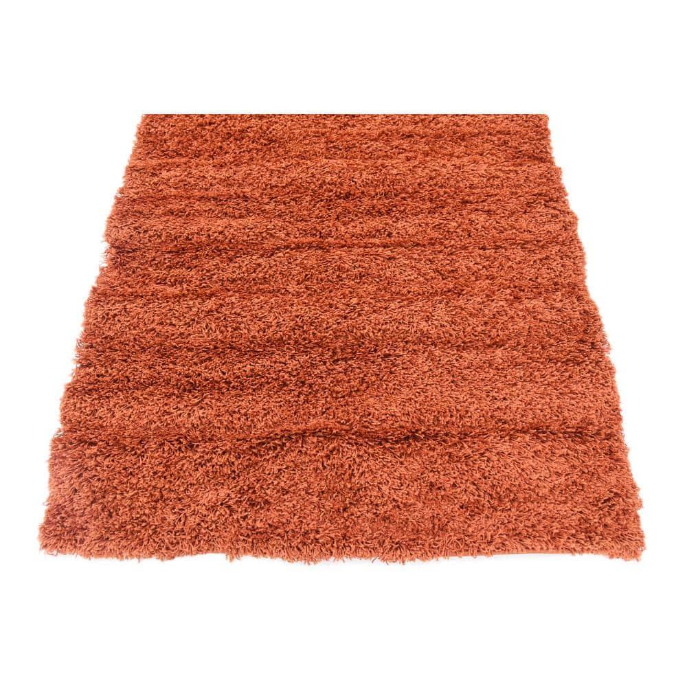 Unique Loom 4' 1 x 6' 1 Solid Shag Terracotta Area Rug