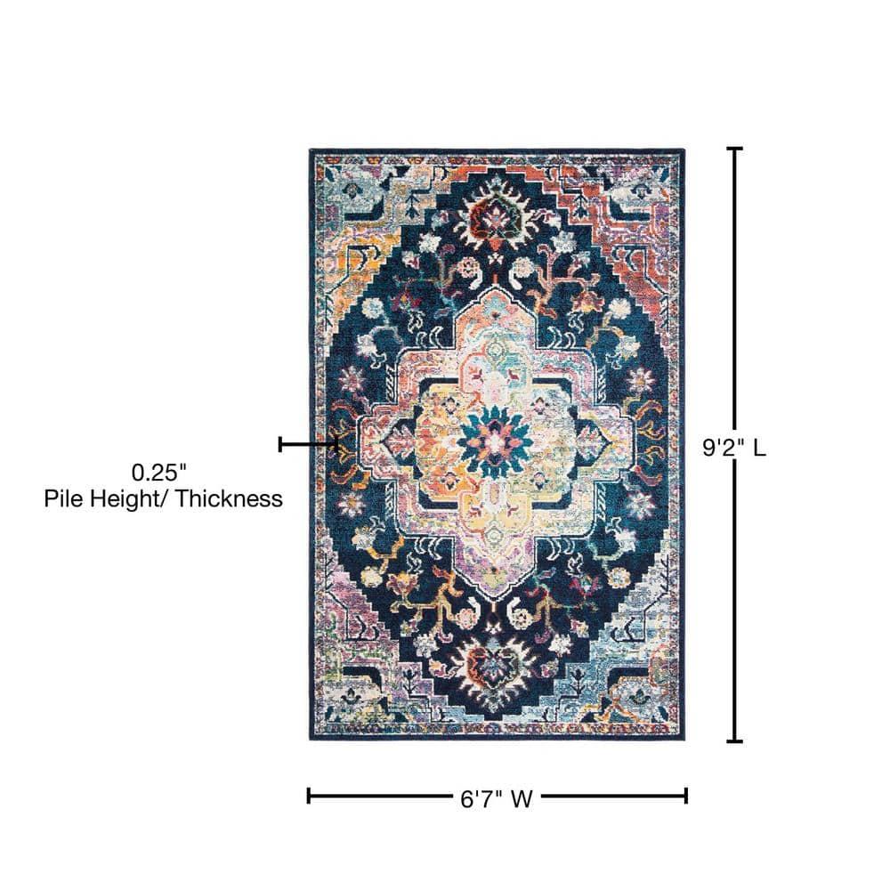 Crystal CRS501 Loomed Indoor Area Rug - Navy/Fuchsia - 6'7"x9'2" - Safavieh
