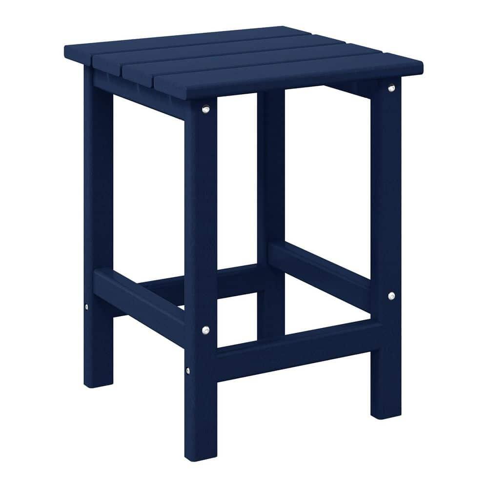 Polytrends  Laguna Hdpe All Weather Outdoor Patio Square Side Table Navy Blue
