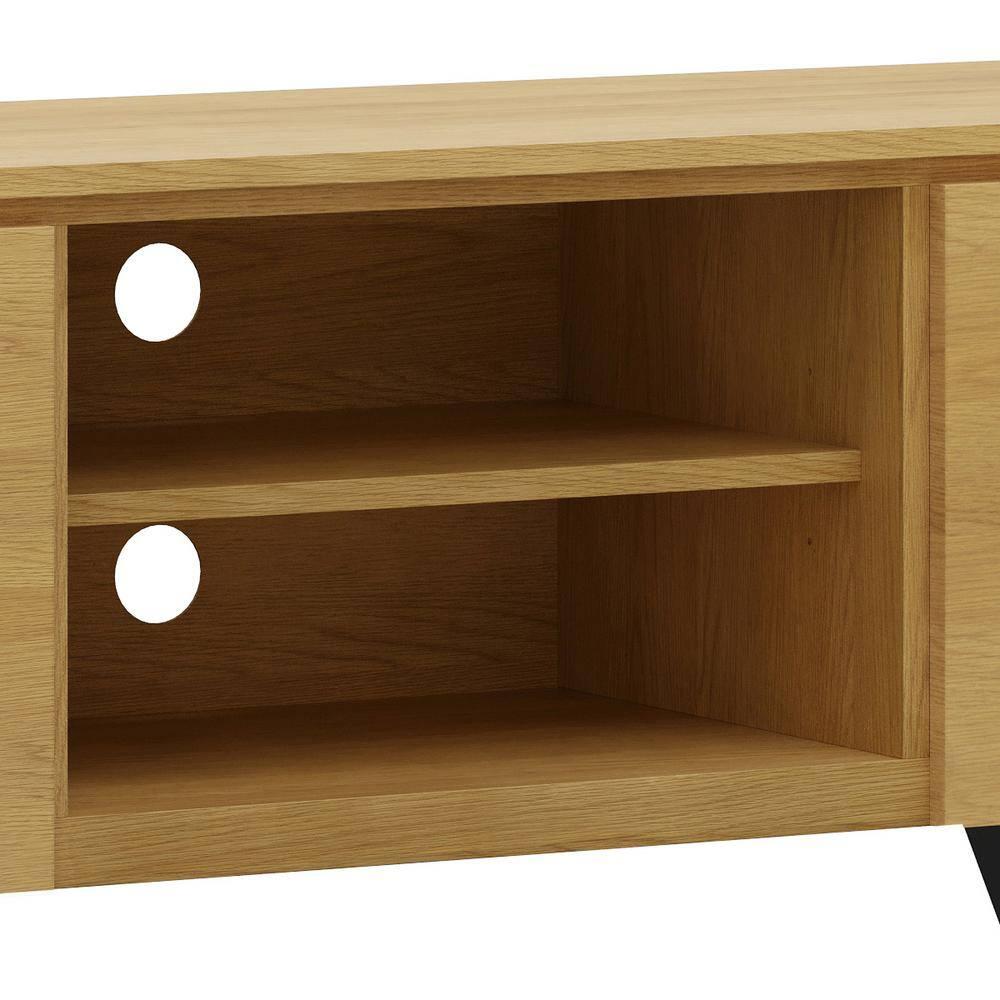 Simpli Home Lowry 63 inch Wide Modern Industrial TV Media Stand in Oak For TVs up to 70 inches