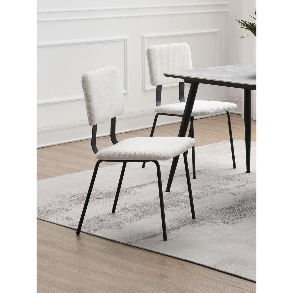 Coaster Calla Contemporary Fabric Upholstered Dining Side Chair in White
