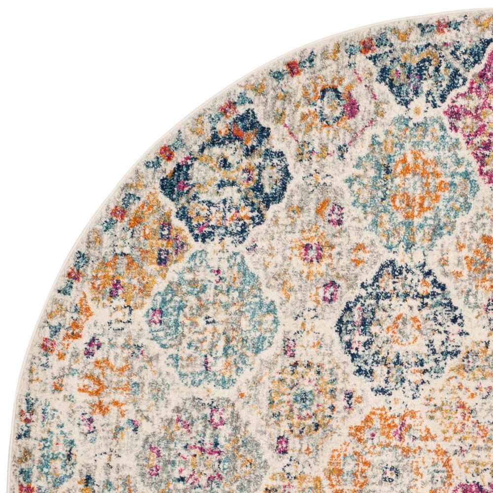 Madison MAD611 Power Loomed Indoor Area Rug - Cream/Multi - 4' Round - Safavieh