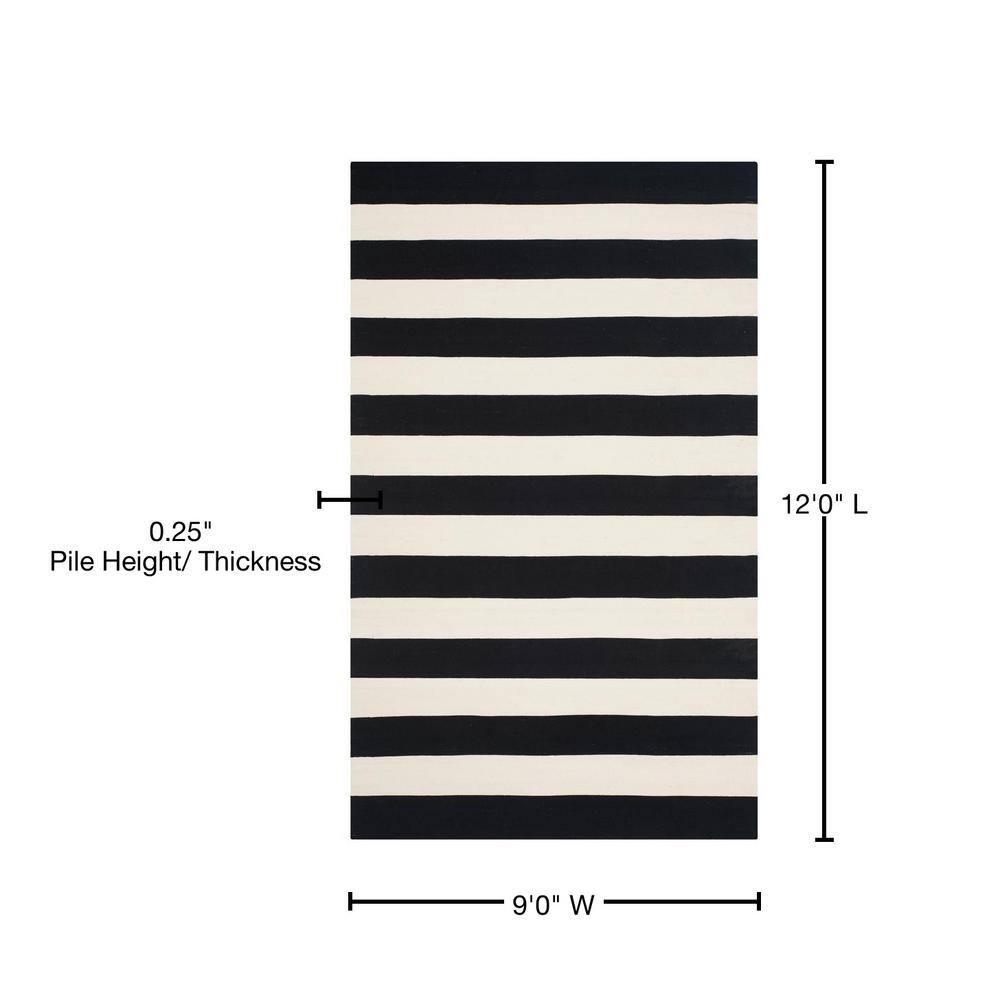 Montauk MTK712 Hand Woven Indoor Area Rug - Black/Ivory - 9'x12' - Safavieh