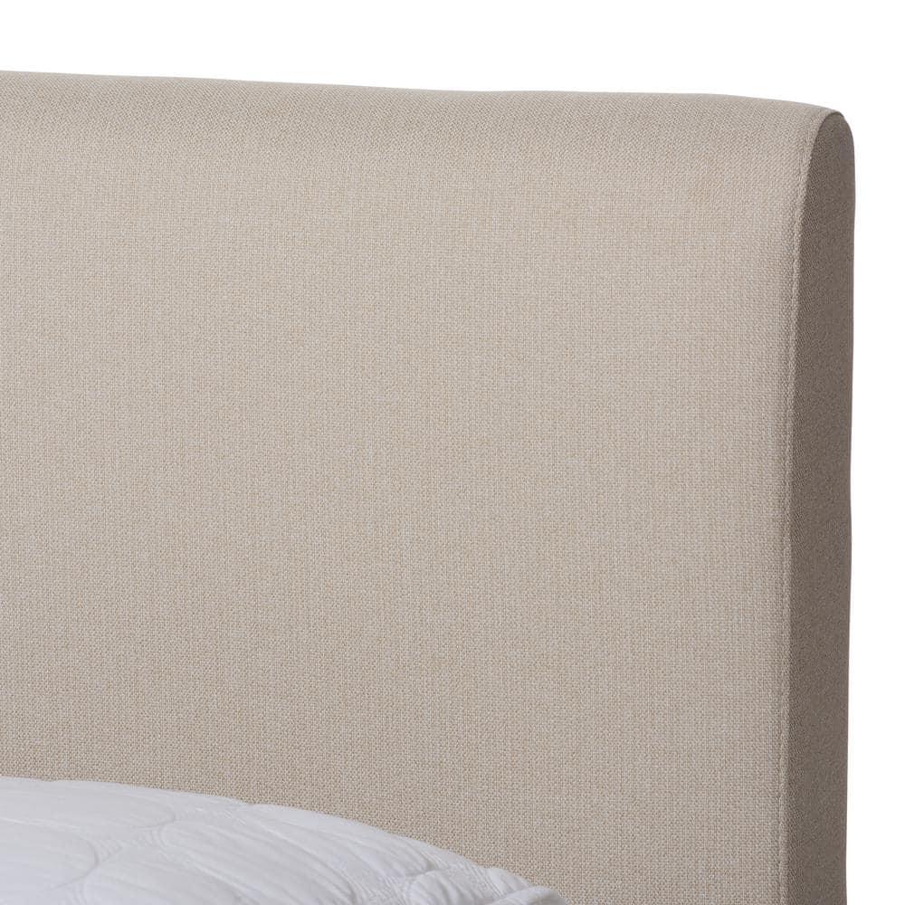 Queen Aveneil Walnut Finished Platform Bed Beige/Walnut Brown - Baxton Studio