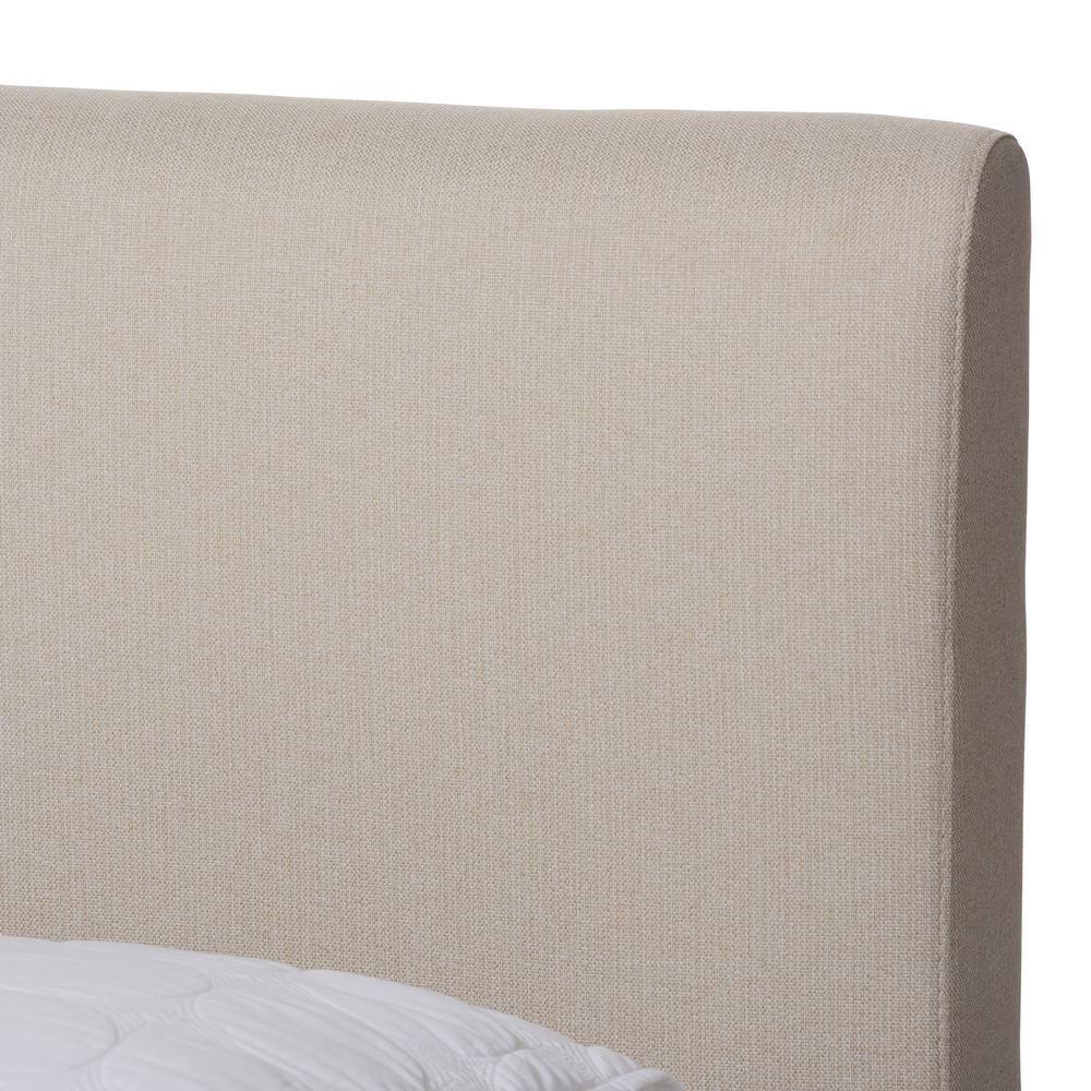 Baxton Studio King Aveneil Walnut Finished Platform Bed Beige/Walnut Brown: Wood Composite Frame, Polyester Fill
