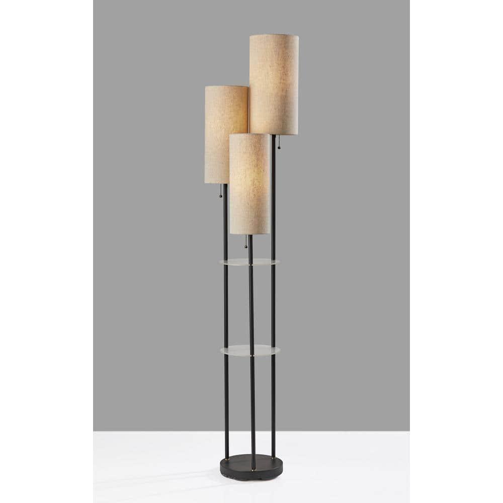 Trio Shelf Floor Lamp in Matte Black Finish