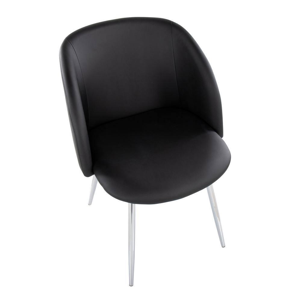 Set of 2 Fran Dining Chairs Chrome/Black - LumiSource: Upholstered, Metal Legs, Contemporary Style