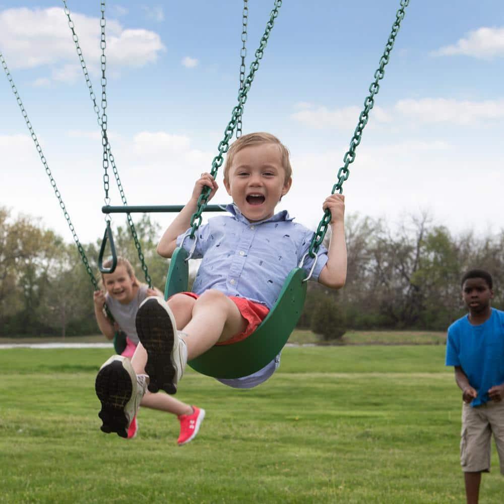 Backyard Discovery Big Brutus Galvanized Steel Swing Set, 2 Belt Swings, 1 Trapeze Bar