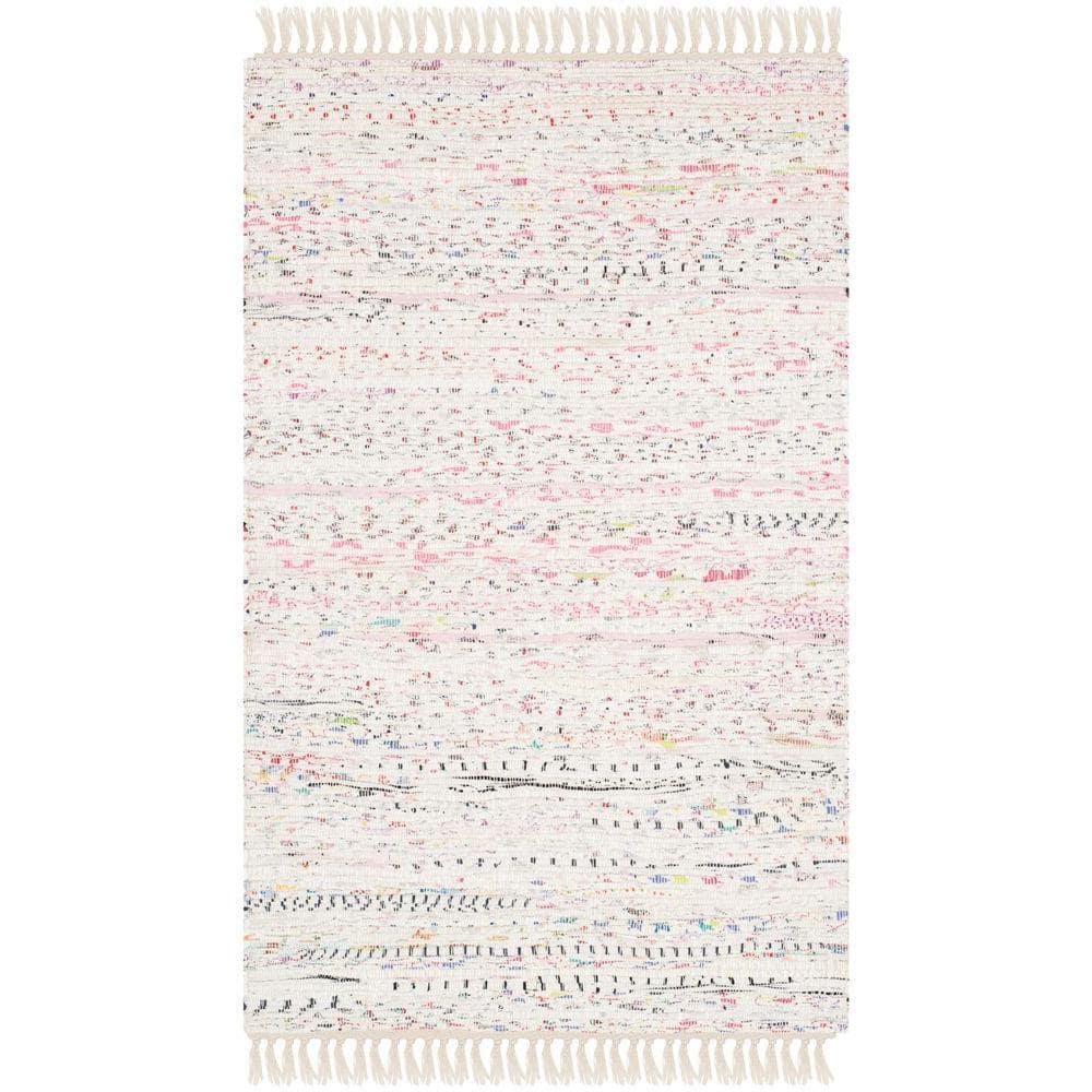 Rag Rug RAR121 Hand Woven Indoor Accent Rug - 3'x5' - Ivory/Multi - Safavieh