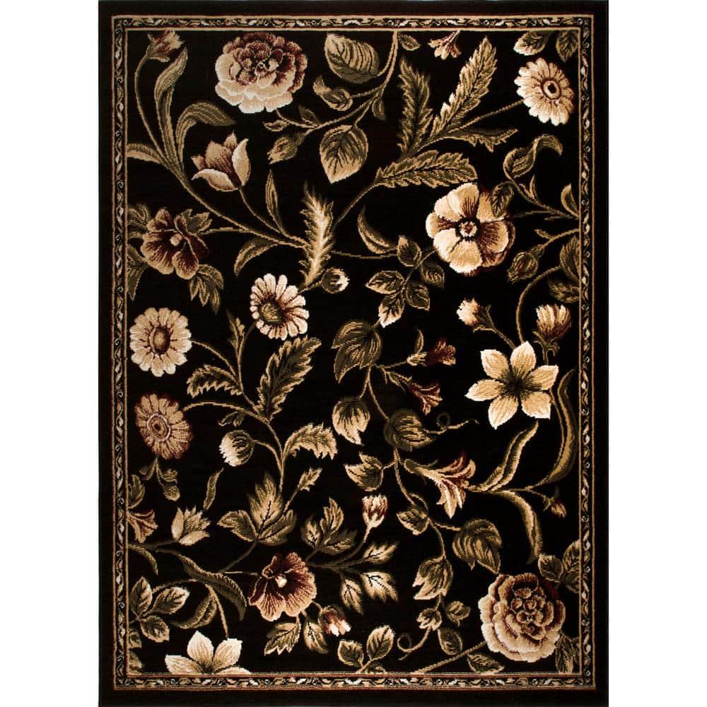 Home Dynamix Optimum Amell Traditional Floral Area Rug, Black/Green, 7'8"x10'4"