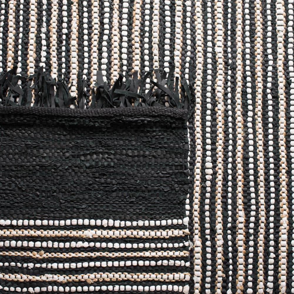 Vintage Leather VTL373 Hand Woven Indoor Area Rug - Black/Multi - 4'x6' - Safavieh.